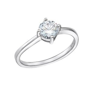 Δαχτυλίδι Μονόπετρο Ασημένιο 925 Με Λευκή Πέτρα Ζιργκόν ASZ-21399W