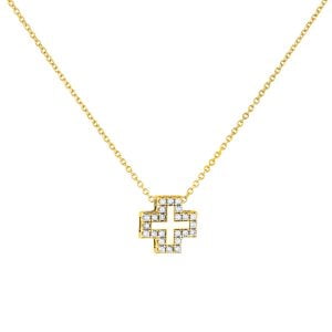 Σταυρός Με Αλυσίδα Χρυσός 14Κ Γυναικείος Με Λευκές Πέτρες Ζιργκον AFS-20243Y