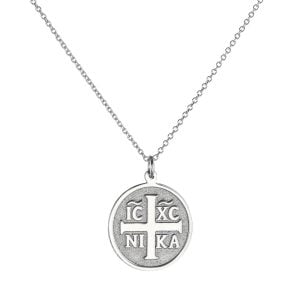 Φυλαχτό “IC XC NI KA” Λευκόχρυσο Κ14 Με Αλυσίδα TGK-21359W