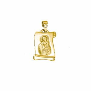 Φυλαχτό Πάπυρος Χρυσός 14Κ Με Ανάγλυφη Την Παναγία (Διάσταση “17mm x 12mm” Χωρίς Τον Χαλκά) KBP-21387Y