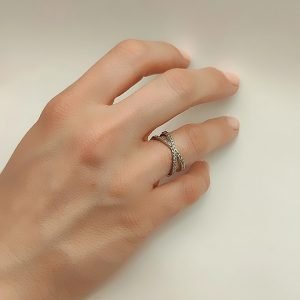 Δαχτυλίδι Γυναικείο Λευκόχρυσο 14Κ Με Λευκές Πέτρες Ζιργκον MSD-21572W