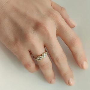 Δαχτυλίδι Γυναικείο Χρυσό 14Κ Διπλό Δάκρυ Με Λευκές Πέτρες MSD-10233Y