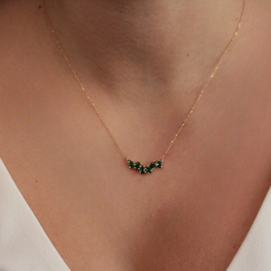 Κολιέ Χρυσό 14Κ Με Πράσινες Στην Σειρά Πέτρες Ζιργκον Σε Σχήμα Δάκρυ AFK-21587Y