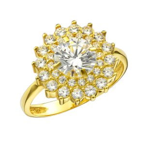 Εντυπωσιακό Δαχτυλίδι Γυναικείο Χρυσό 14Κ Με Λευκές Πέτρες Ζιργκον MSD-21571Y