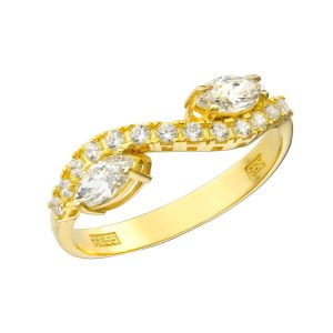 Δαχτυλίδι Γυναικείο Χρυσό 14Κ Με Λευκές Πέτρες MSD-21577Y