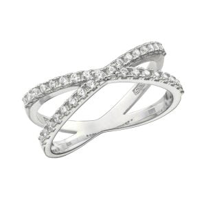 Δαχτυλίδι Γυναικείο Λευκόχρυσο 14Κ Με Λευκές Πέτρες Ζιργκον MSD-21572W