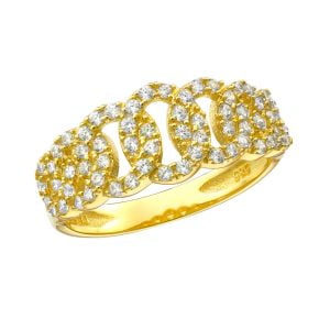 Διαχρονικό Δαχτυλίδι Γυναικείο Χρυσό 14Κ Με Λευκές Πέτρες MSD-21578Y