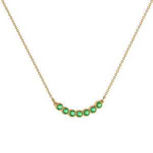 Κολιέ Χρυσό Κ14 Με Στρόγγυλα Στην Σειρά Καστόνια Με Πράσινες Πέτρες Ζιργκον AFK-21588Y