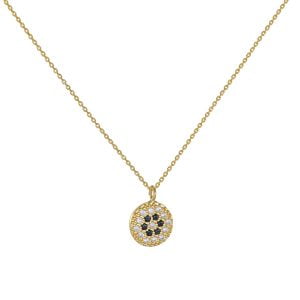 Κολιέ Χρυσό Κ14 Κύκλος Με Λευκές & Μαύρες Πέτρες Ζιργκόν MSK-21598Y