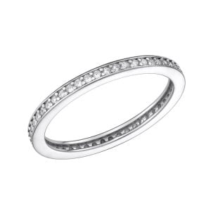 Ολόβερο Ασημένιο 925 Δαχτυλίδι Με Λευκές Πέτρες Ζιργκόν ASM-21672W