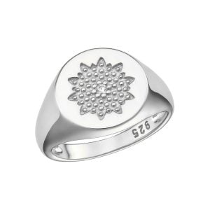 Σεβαλιέ Δαχτυλίδι Ασημένιο 925 Με Ανάγλυφο Σχέδιο & Λευκή Ζιργκόν Πέτρα ASZ-21668W