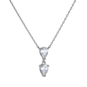 Κολιέ Ασημένιο 925 Με Λευκές Πέτρες Ζιργκόν ASZ-21660W