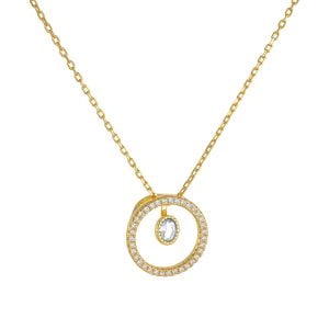 Κολιέ Κύκλος Με Λευκές Πέτρες Ζιργκόν Ασημένιο 925 Επιχρυσωμένο ASZ-21649Y