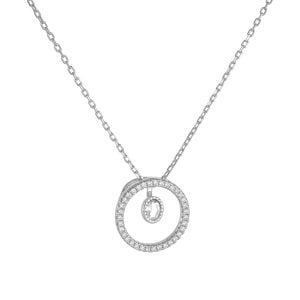 Κολιέ Κύκλος Με Λευκές Πέτρες Ζιργκόν Ασημένιο 925 ASZ-21649W