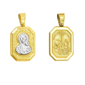 Φυλαχτό Διπλής Όψης Παναγία Χρυσό 14K Με Την Παναγία Στην Μία & Κωνσταντινάτο Στην Άλλη Όψη APP-21652Y
