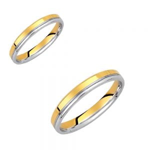 Ζευγάρι Βέρες Γάμου-Αρραβώνα Δίχρωμες VLV-1006-45-1010133D