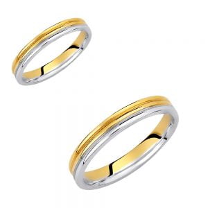 Ζευγάρι Βέρες Γάμου-Αρραβώνα Δίχρωμες VLV-1009-45-1010135D