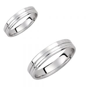 Ζευγάρι Βέρες Γάμου-Αρραβώνα Λευκόχρυσες MLV-1017-1010130W