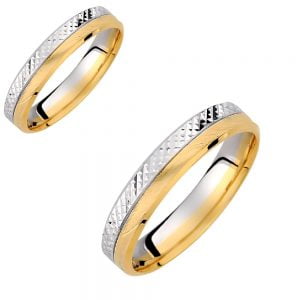 Ζευγάρι Βέρες Γάμου-Αρραβώνα Δίχρωμες VLV-132-1010155D