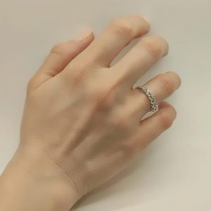 Λευκόχρυσο Σειρέ Δαχτυλίδι 14Κ Με Λευκές Στρόγγυλες Πέτρες Ζιργκόν MSD-21829W