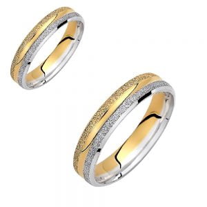 Ζευγάρι Βέρες Γάμου-Αρραβώνα Δίχρωμες  VLV-607-1010149D