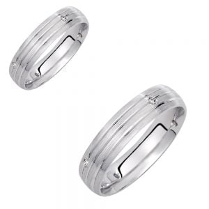 Ζευγάρι Βέρες Γάμου-Αρραβώνα Λευκόχρυσες Με Λευκές Πέτρες Ζιργκόν VLV-710-1010217W