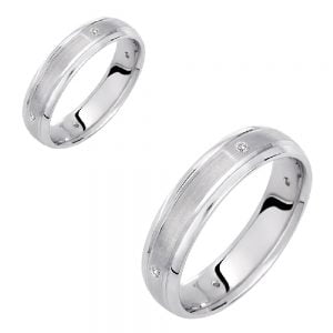 Ζευγάρι Βέρες Γάμου-Αρραβώνα Λευκόχρυσες Με Λευκές Πέτρες Ζιργκόν VLV-712-1010220W