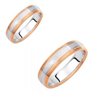 Ζευγάρι Βέρες Γάμου-Αρραβώνα Δίχρωμες VLV-723-1010138D