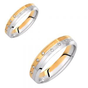 Ζευγάρι Βέρες Γάμου-Αρραβώνα Δίχρωμες VLV-726-1010142D