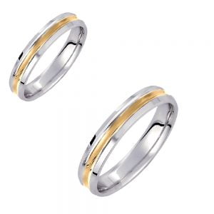 Ζευγάρι Βέρες Γάμου-Αρραβώνα Δίχρωμες VLV-732-1010141D