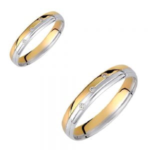 Ζευγάρι Βέρες Γάμου-Αρραβώνα Δίχρωμες VLV-733-1010140D