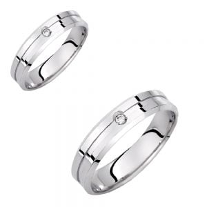 Ζευγάρι Βέρες Γάμου-Αρραβώνα Λευκόχρυσες VLV-200-1010147W