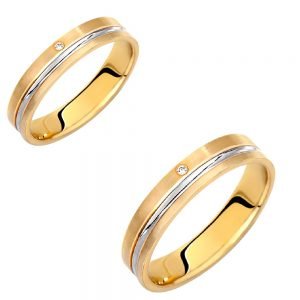 Ζευγάρι Βέρες Γάμου-Αρραβώνα Δίχρωμες  VLV-750-1010144D