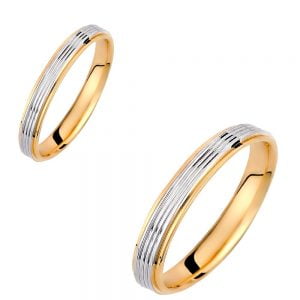 Ζευγάρι Βέρες Γάμου-Αρραβώνα Δίχρωμες VLV-908-1010201D