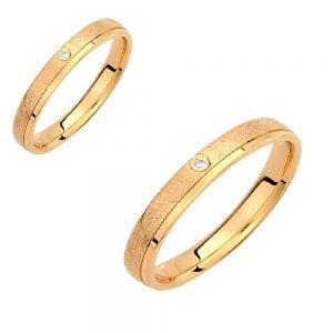 Ζευγάρι Βέρες Γάμου-Αρραβώνα Χρυσές Με Λευκή Πέτρα Ζιργκόν VLV-927-1010226Y