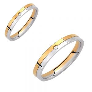 Ζευγάρι Βέρες Γάμου-Αρραβώνα Δίχρωμες VLV-952-1010192D