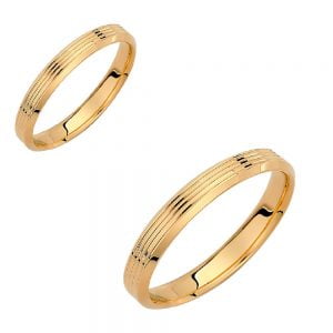 Ζευγάρι Βέρες Γάμου-Αρραβώνα Χρυσές VLV-955-1010196Y