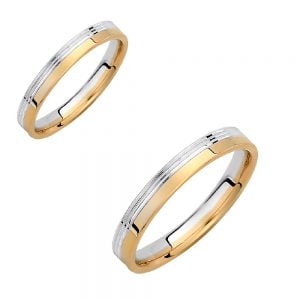 Ζευγάρι Βέρες Γάμου-Αρραβώνα Δίχρωμες VLV-959-1010194D