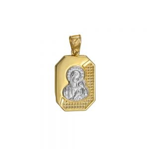 Φυλαχτό Παναγία Χρυσό 14Κ Με Λευκόχρυσο Ένθετο Ανάγλυφο Με Την Παναγία APP-21869Y