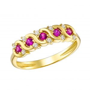 Χρυσό Δαχτυλίδι 14Κ Με Εντυπωσιακό Σχέδιο Με Κόκκινες & Λευκές Πέτρες Ζιργκόν MSD-21702Y