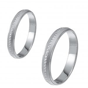 Ζευγάρι Βέρες Γάμου-Αρραβώνα Λευκόχρυσες MLV-11-101096W