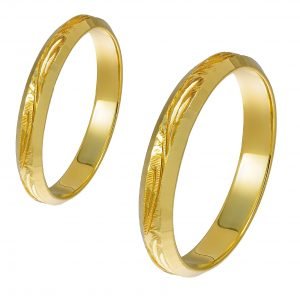 Ζευγάρι Βέρες Γάμου-Αρραβώνα Χρυσές Με Σκάλισμα MLV-12-101035Y