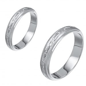 Ζευγάρι Βέρες Γάμου-Αρραβώνα Λευκόχρυσες Με Σκάλισμα MLV-13A-101037W