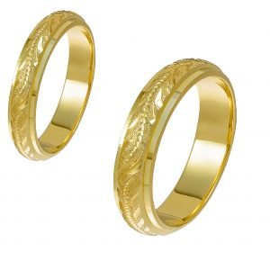 Ζευγάρι Βέρες Γάμου-Αρραβώνα Χρυσές Με Σκάλισμα MLV-13-101036Y