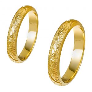 Ζευγάρι Βέρες Γάμου-Αρραβώνα Χρυσές Με Σκάλισμα MLV-141-101038Y