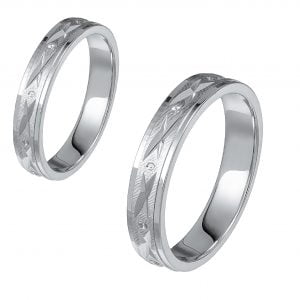 Ζευγάρι Βέρες Γάμου-Αρραβώνα Λευκόχρυσες MLV-14-101095W