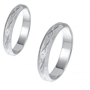 Ζευγάρι Βέρες Γάμου-Αρραβώνα Λευκόχρυσες MLV-17-101097W