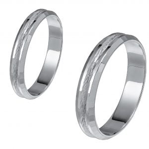 Ζευγάρι Βέρες Γάμου-Αρραβώνα Λευκόχρυσες MLV-27-101096W