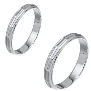 Ζευγάρι Βέρες Γάμου-Αρραβώνα Λευκόχρυσες MLV-344-101074W