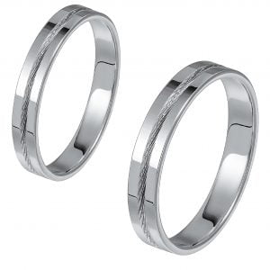 Ζευγάρι Βέρες Γάμου-Αρραβώνα Λευκόχρυσες MLV-356-101068W